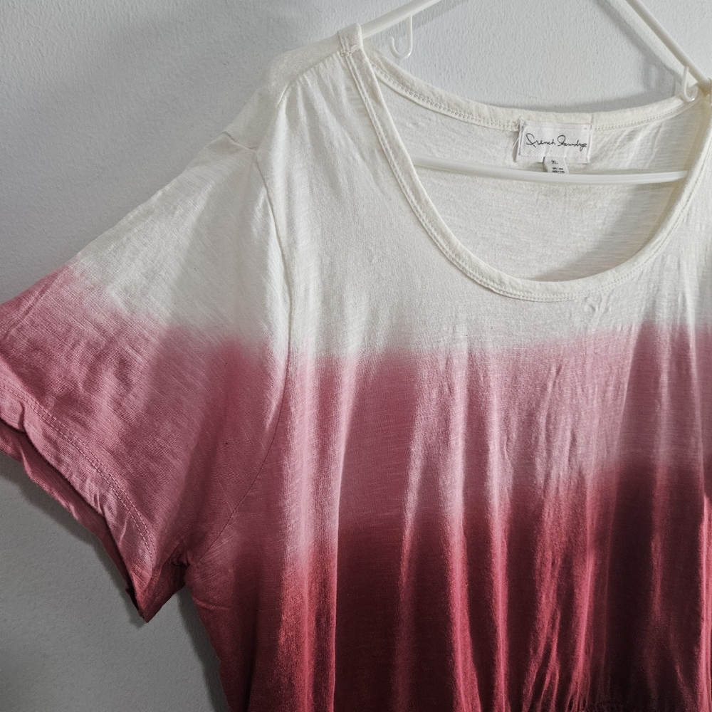 French Laundry Women’s Ombre Ruffle Hem Cotton Top Burgundy Pink Size XL - Picture 4 of 13